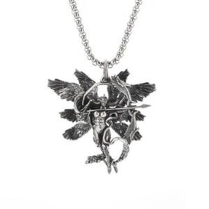 Eight Winged Archer Angel Stainless Steel Unisex Pendant Necklace